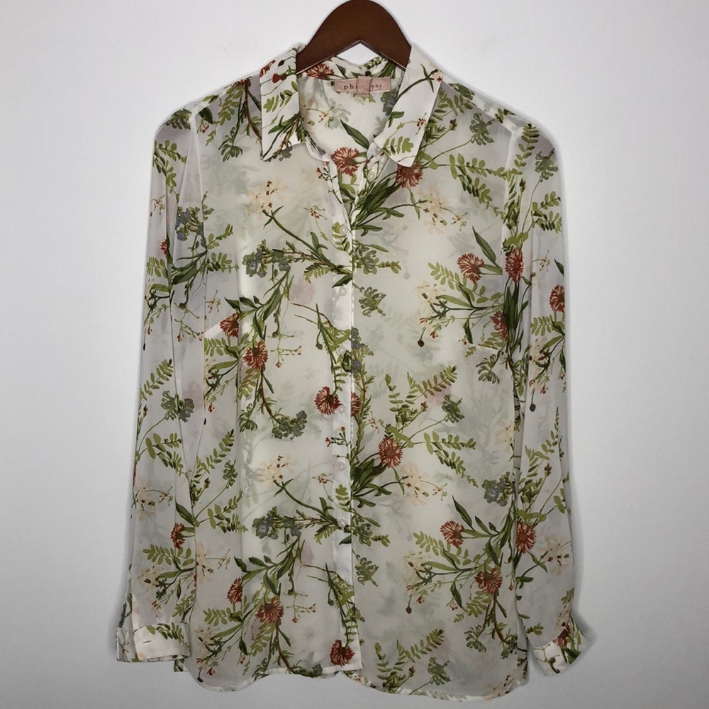 Philosophy Sheer Floral Blouse Size S